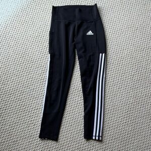 Adidas Women's Black Leggings with Triple White Stripes